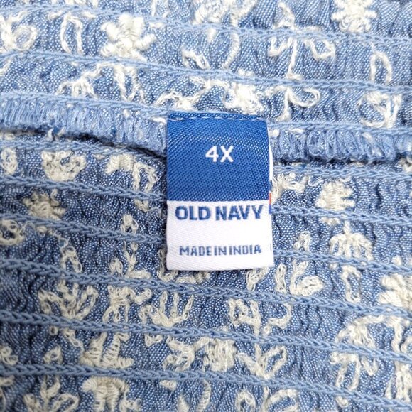 NWT Old Navy Womens Embroidered Smocked square neck Puff Sleeve Babydoll Top - Picture 9 of 10